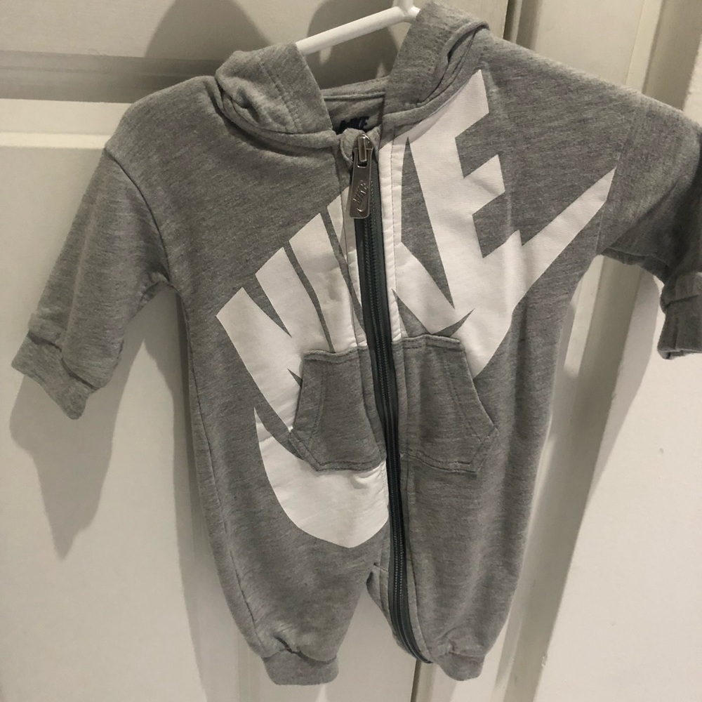 Infant Gray Nike Zip Onesie